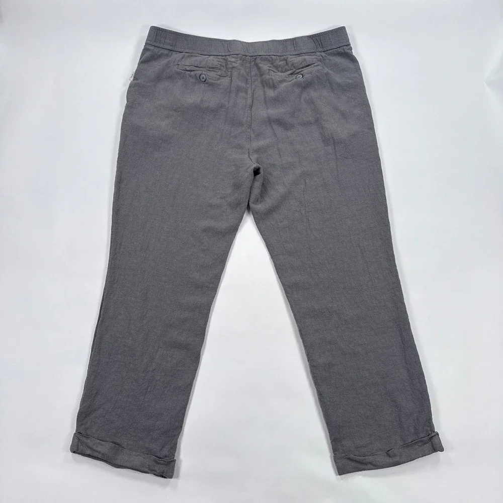 Onia Linen Blend Pants Mens XXL Grey Straight Leg Coastal Resort Summer Relaxed